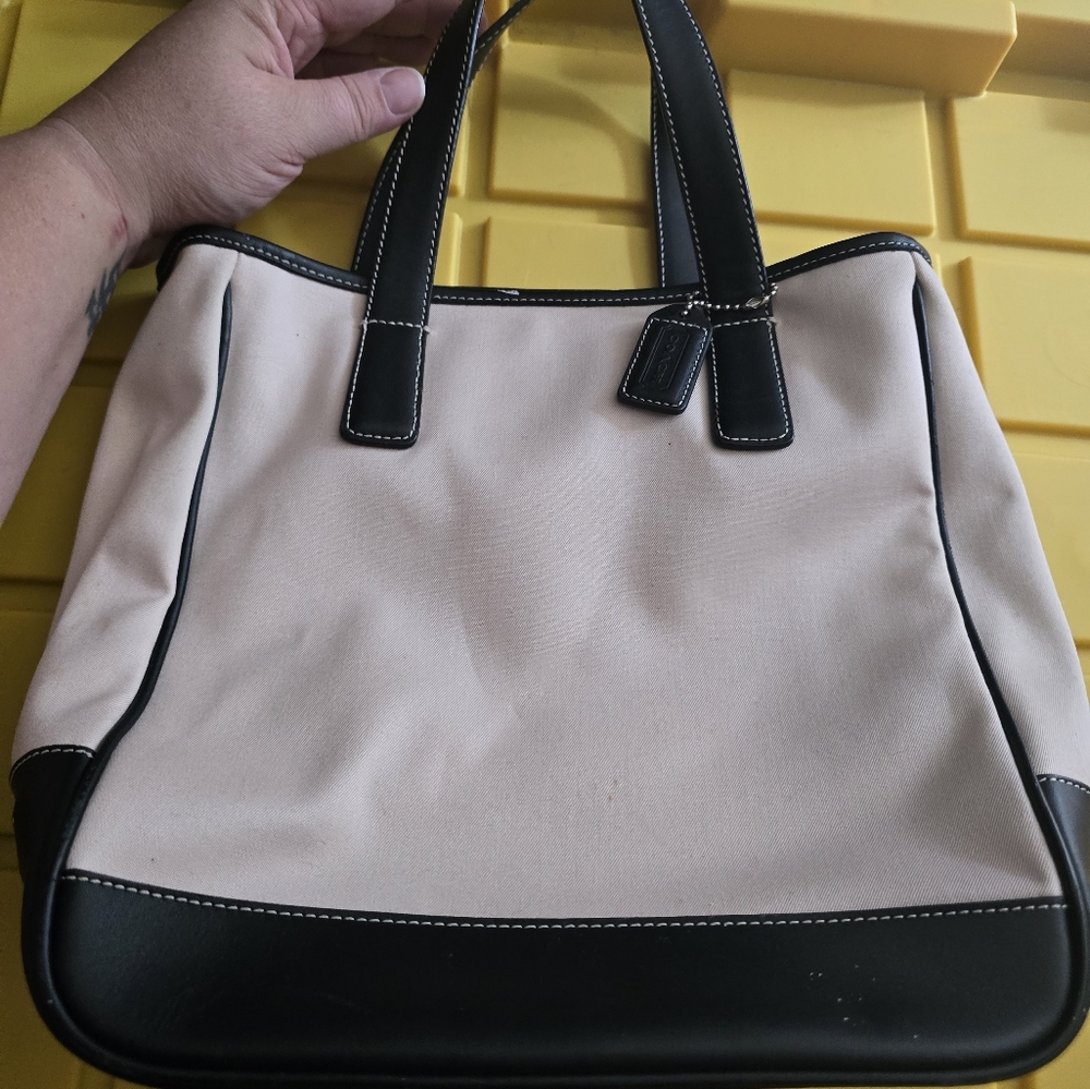 Coach Hampton Tote Pink Canvas Handbag LOK -7706